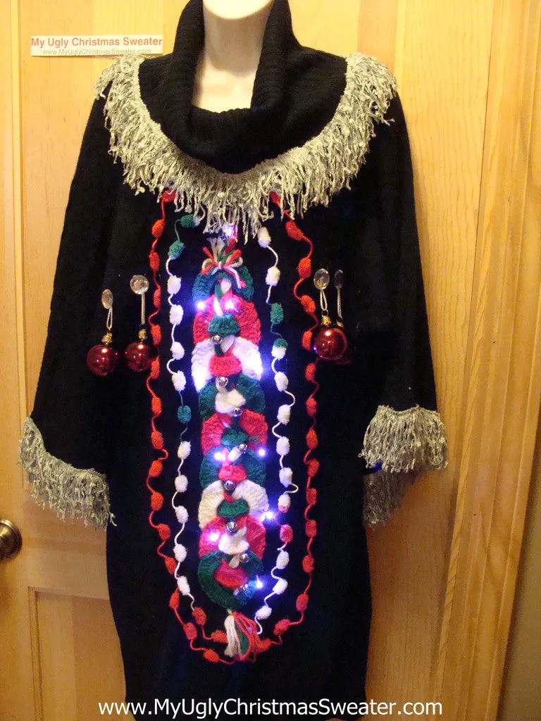 Ugly Christmas Sweater Party Tacky Dress with Lights (d34)