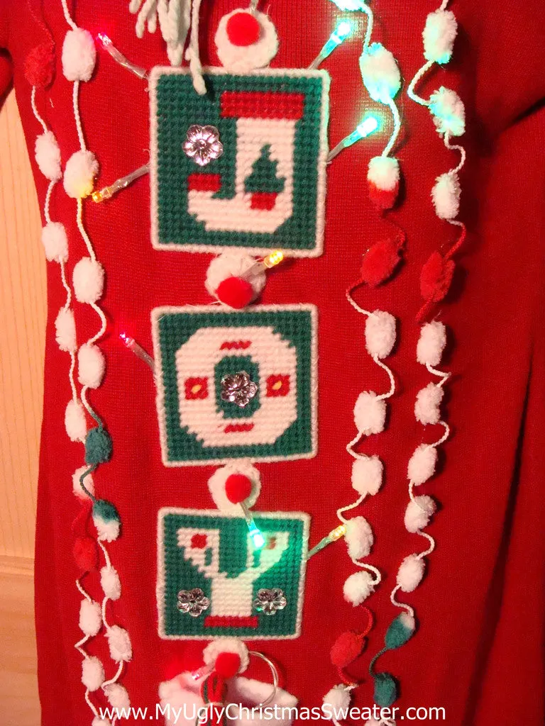 Ugly Christmas Sweater Party Tacky Dress with Lights (d68)