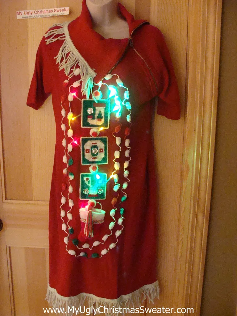 Ugly Christmas Sweater Party Tacky Dress with Lights (d68)