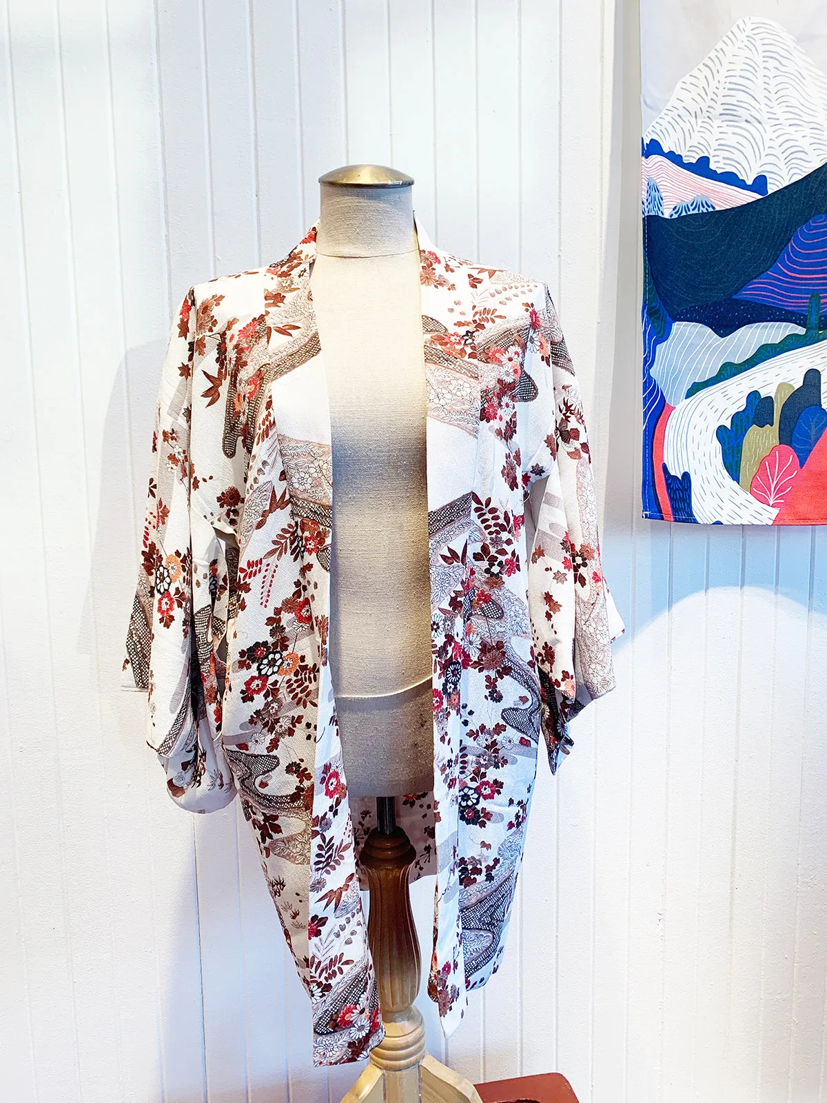 Vintage Haori/Kimono Beige Floral 1960s