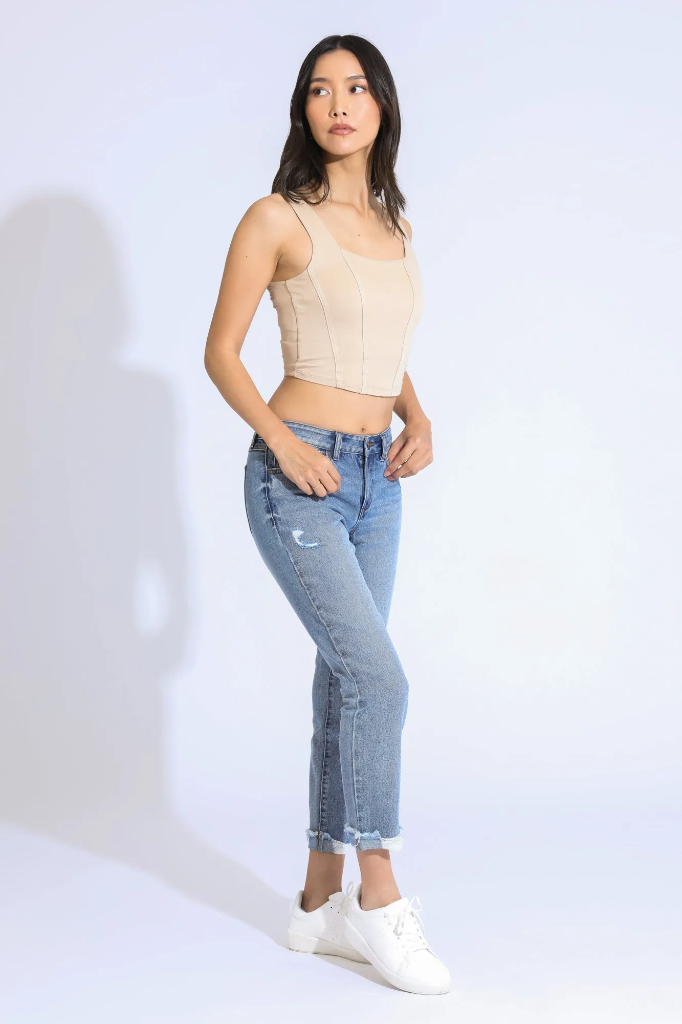 Vintage Revival Cropped Jeans - Medium Indigo