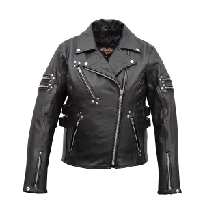 VL617 Ladies Premium Leather Jacket with Side Adjustments