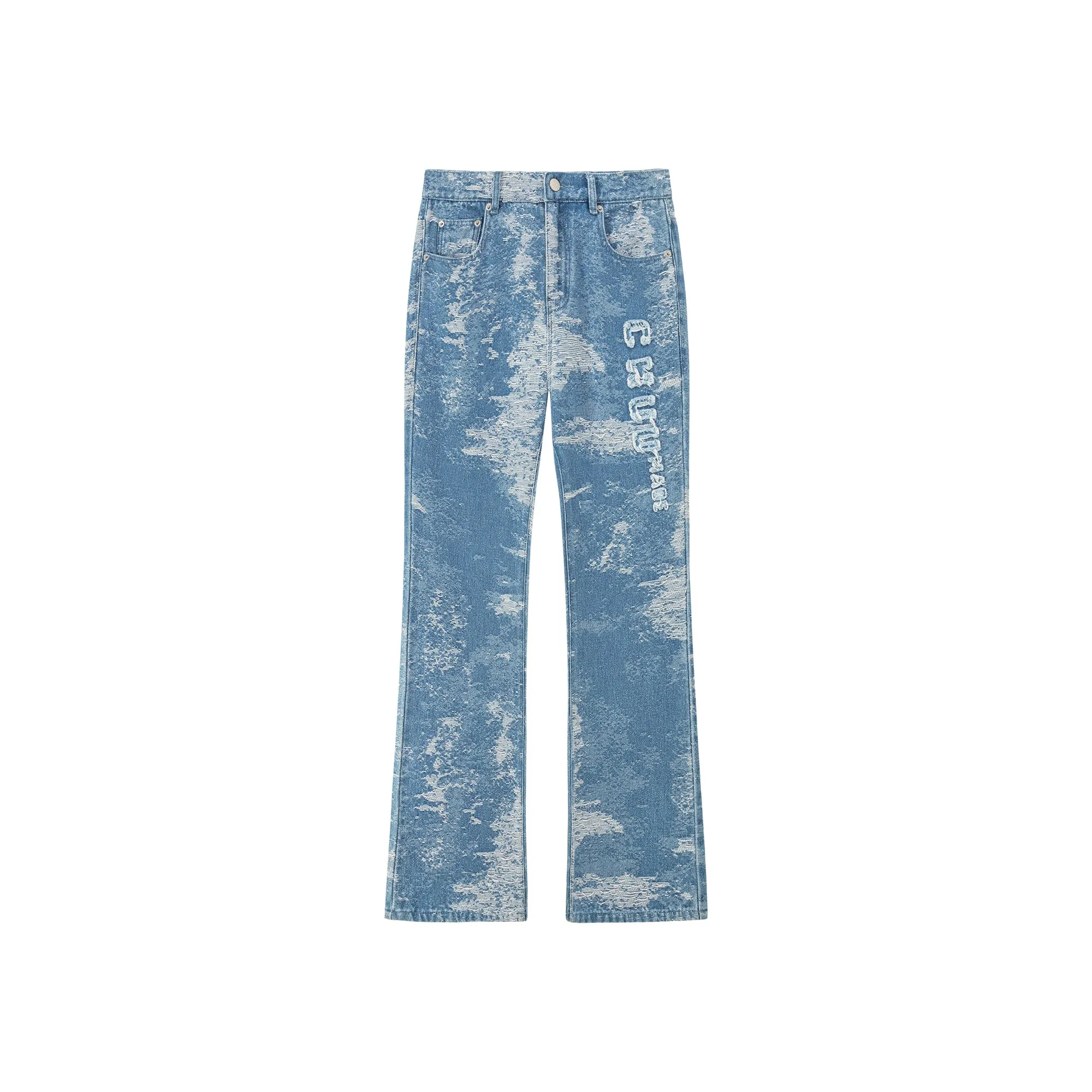 Washed Denim Straight Jeans