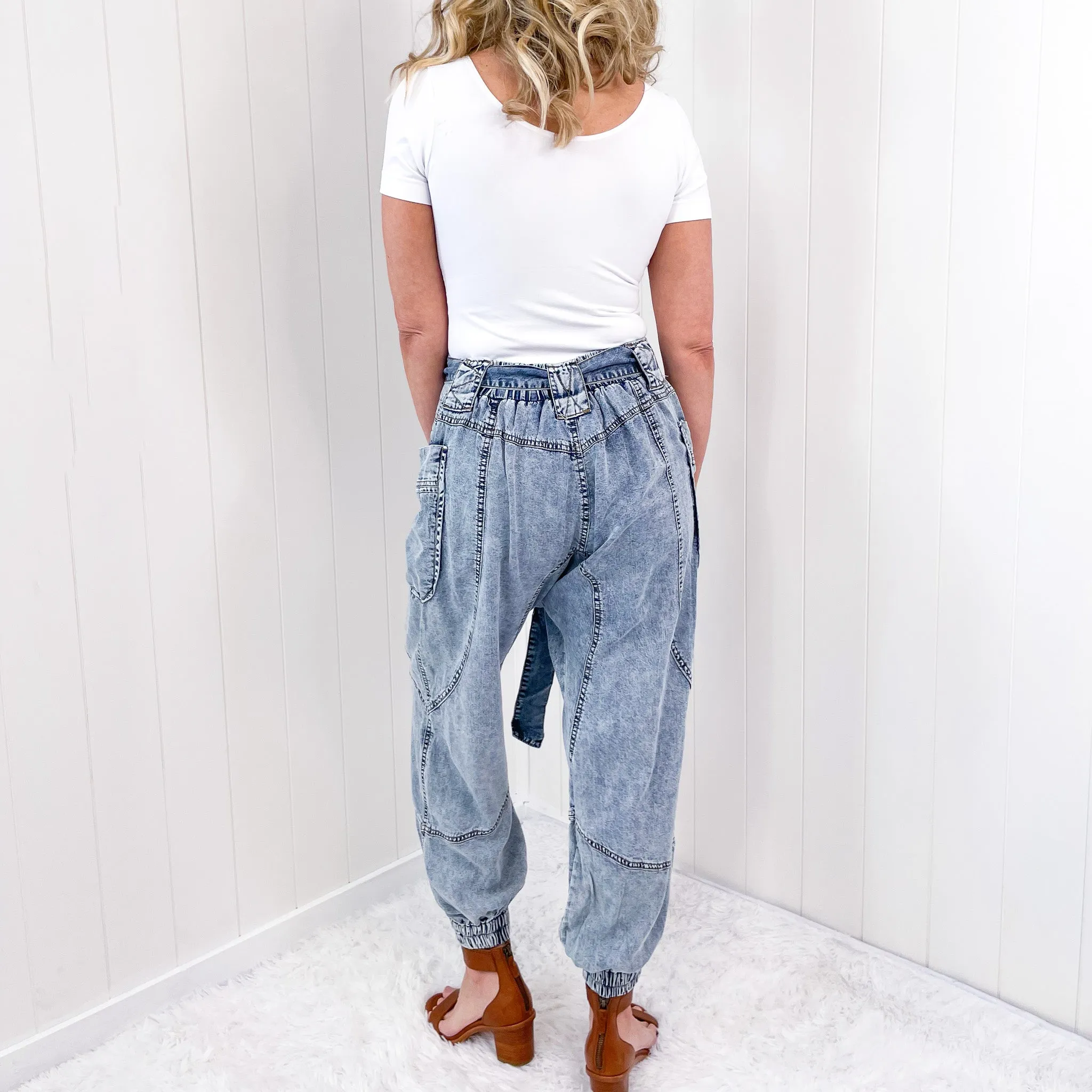 Whisper Lounge Washed Tencel Jogger Pants in Denim