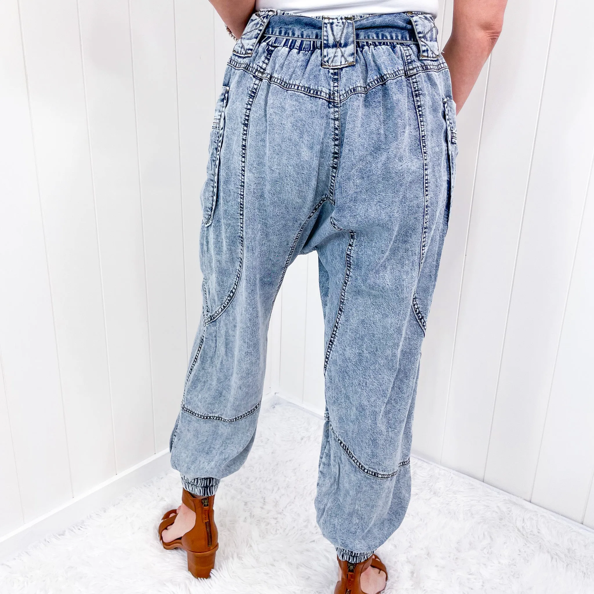 Whisper Lounge Washed Tencel Jogger Pants in Denim