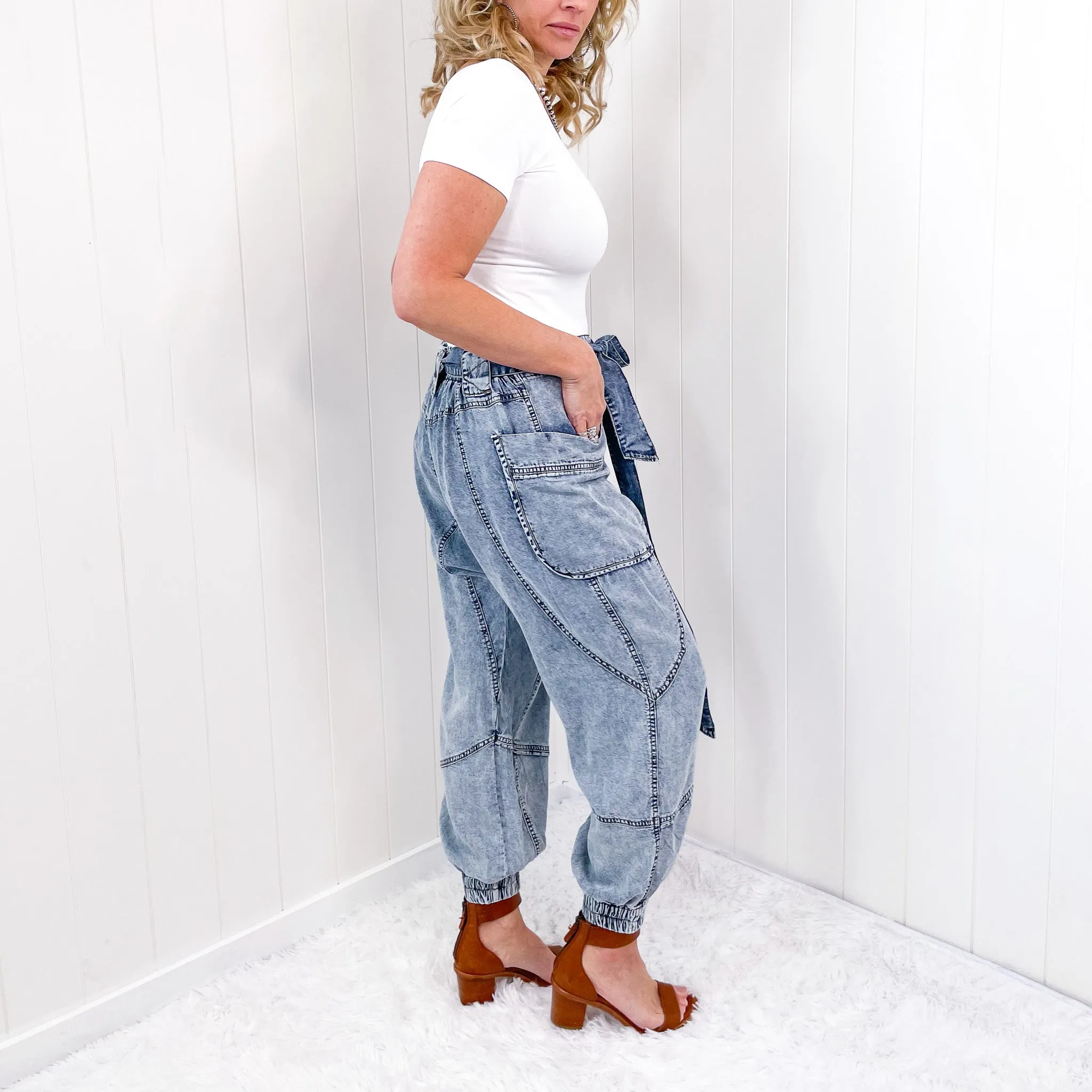 Whisper Lounge Washed Tencel Jogger Pants in Denim