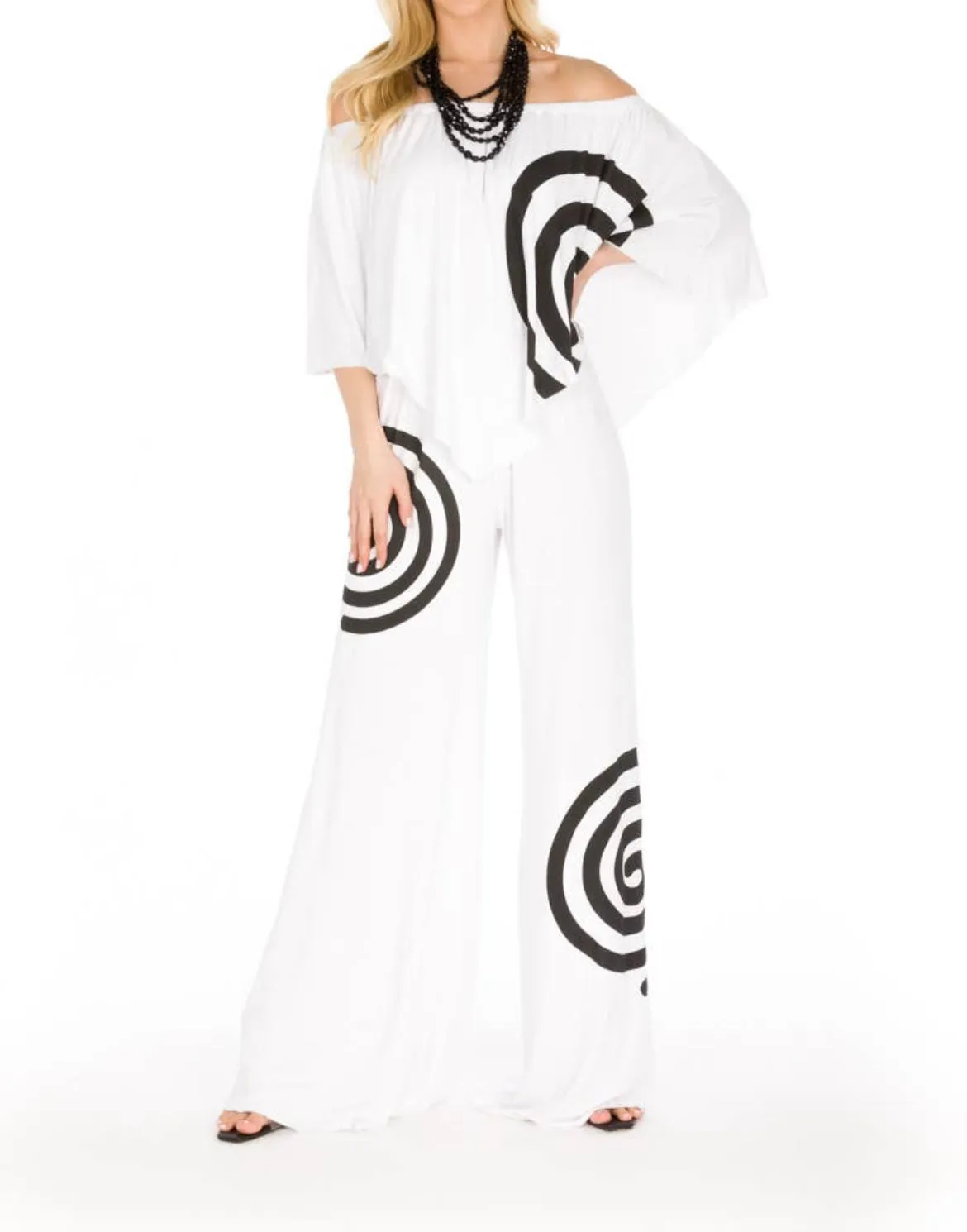 White/ Black Spiral 3 way Jumpsuit