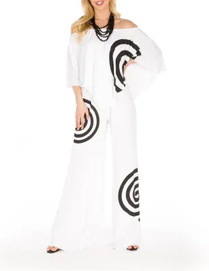 White/ Black Spiral 3 way Jumpsuit