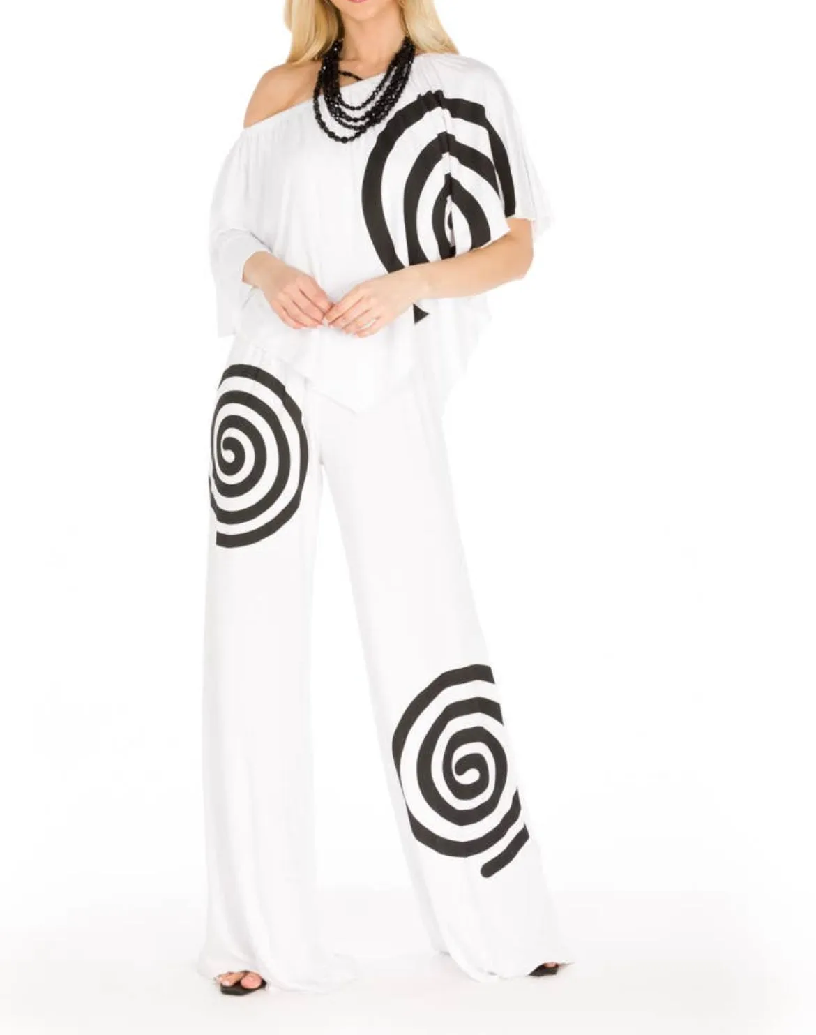 White/ Black Spiral 3 way Jumpsuit