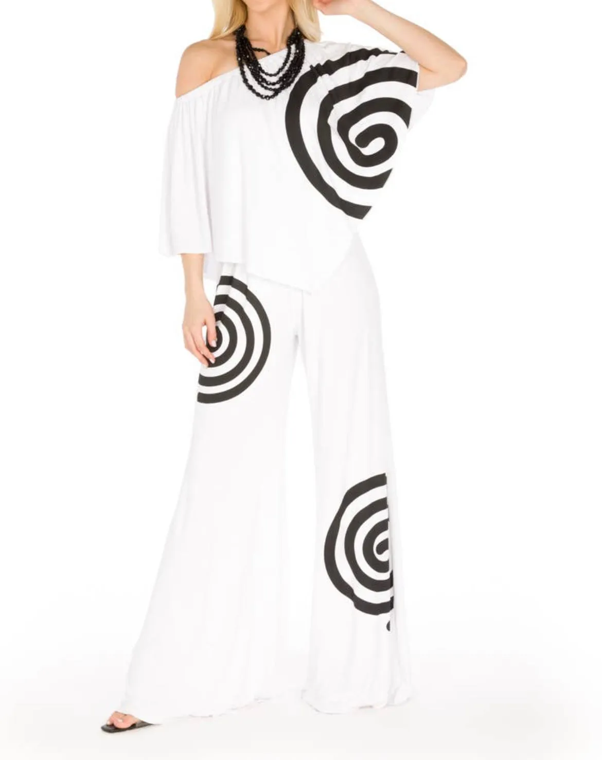 White/ Black Spiral 3 way Jumpsuit