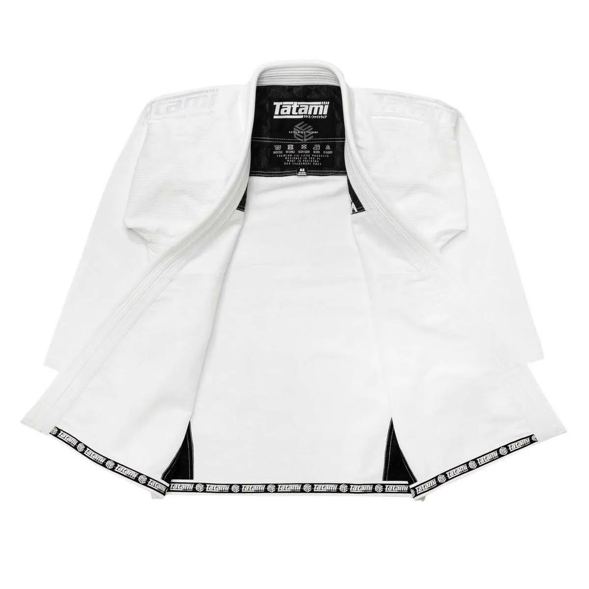 White on White Tatami Fightwear Estilo Black Label Mens BJJ Gi