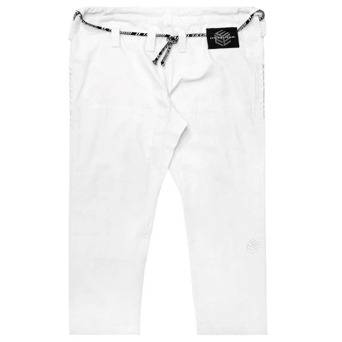 White on White Tatami Fightwear Estilo Black Label Mens BJJ Gi