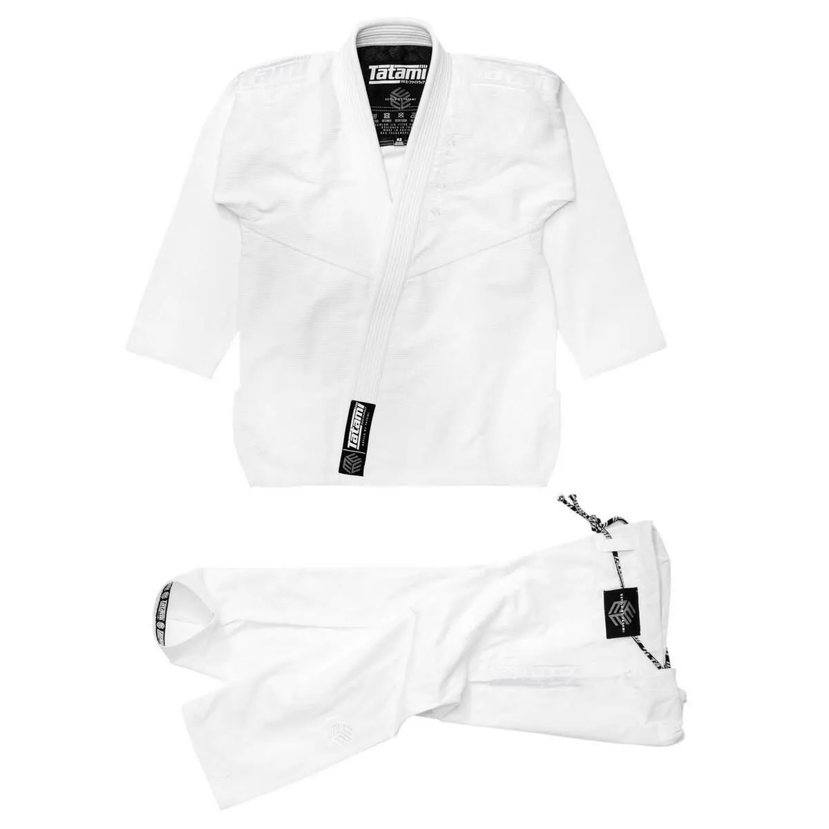 White on White Tatami Fightwear Estilo Black Label Mens BJJ Gi