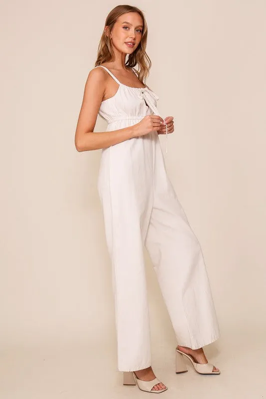 White Tie Front Jumpsuit