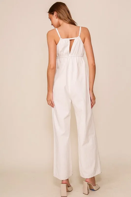 White Tie Front Jumpsuit