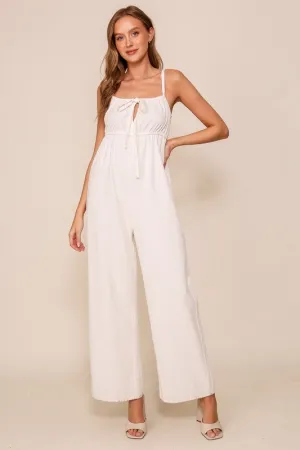 White Tie Front Jumpsuit