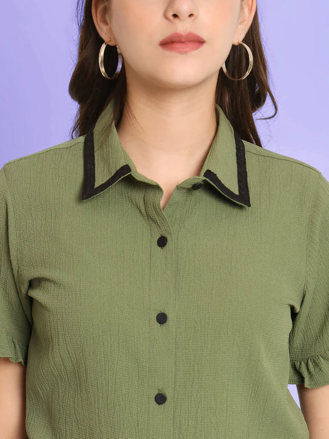 Women's Olive Shirt Style Top