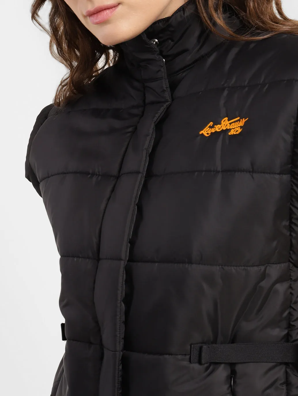 Women's Solid High Neck Quilted Jacket