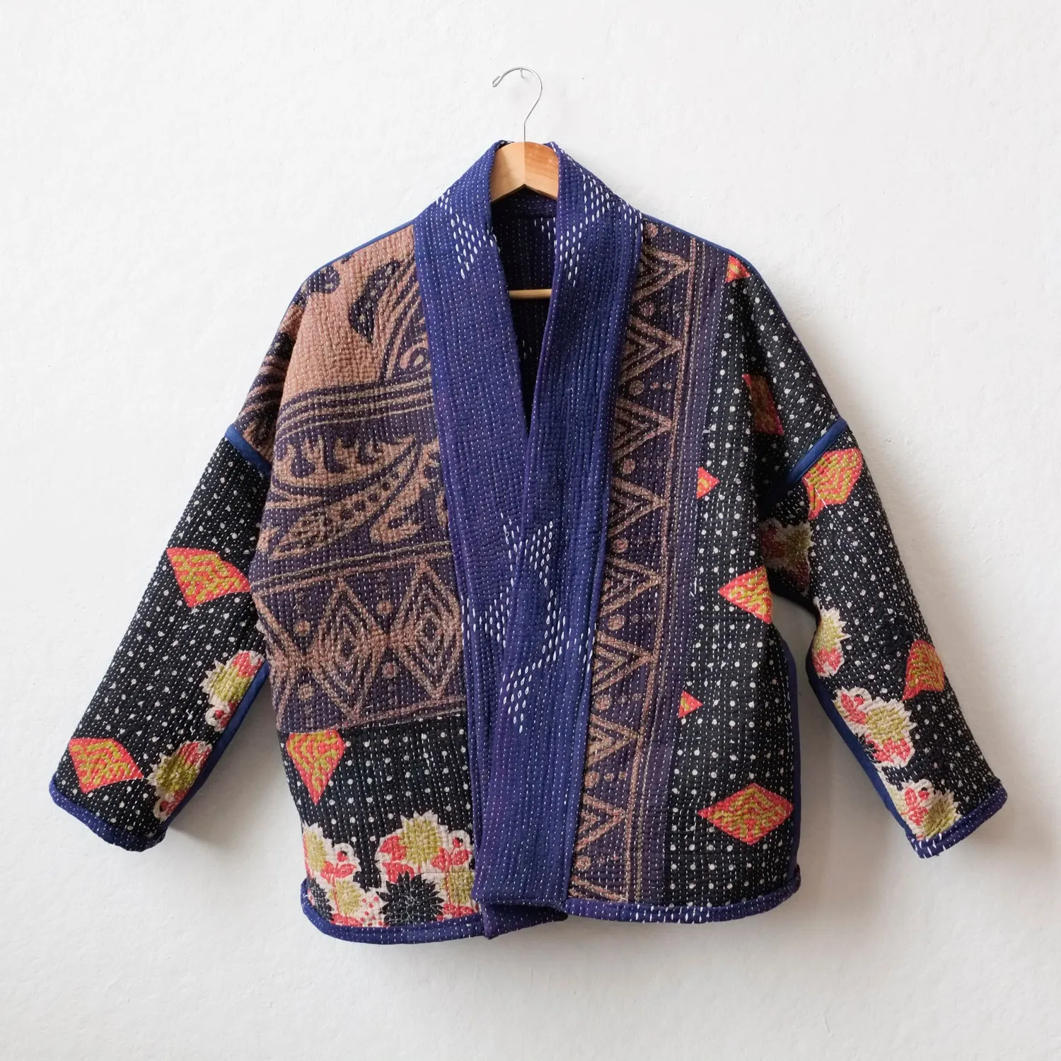 XS Bluish Purple with White Bow Embroidery Anoushka Jacket LM105