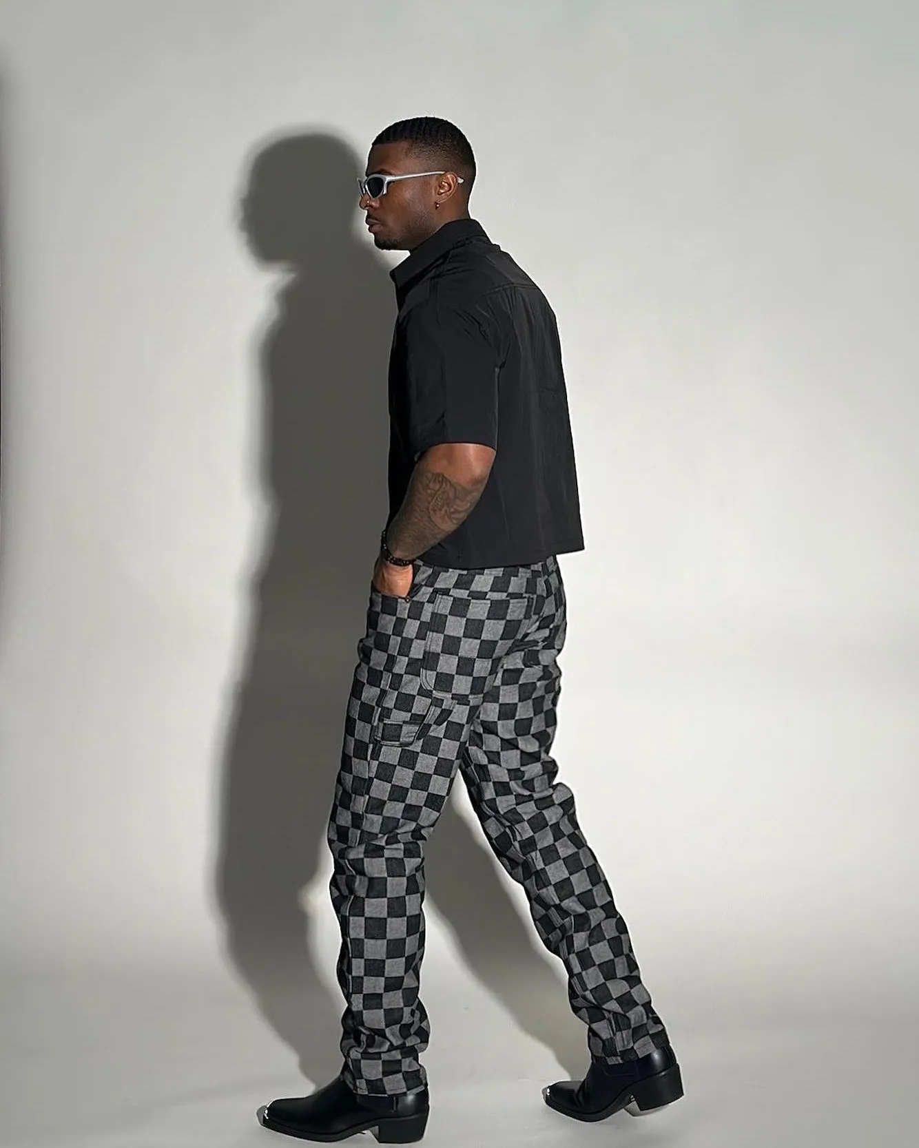 XXIII Checker Board Denim Jeans Black