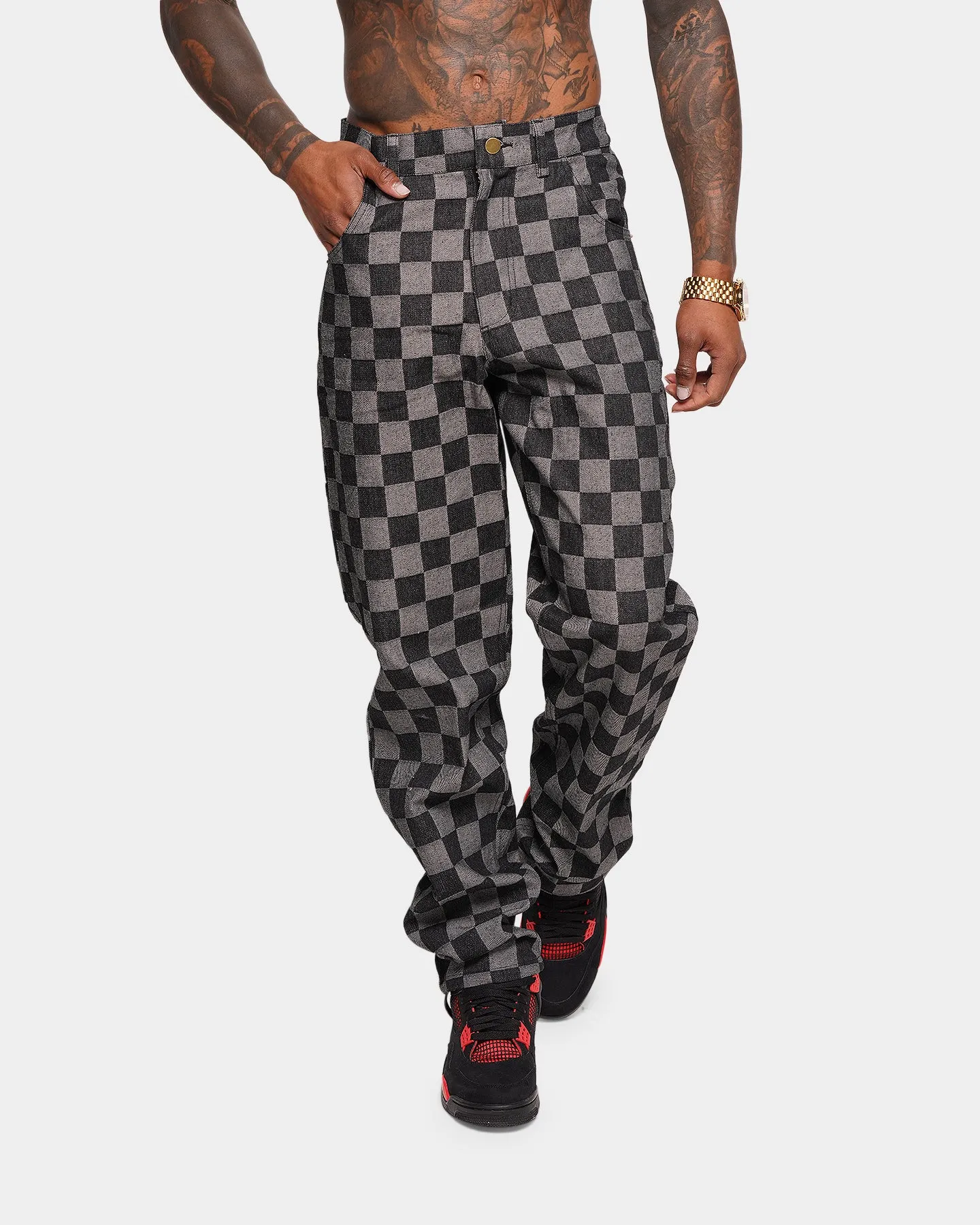 XXIII Checker Board Denim Jeans Black