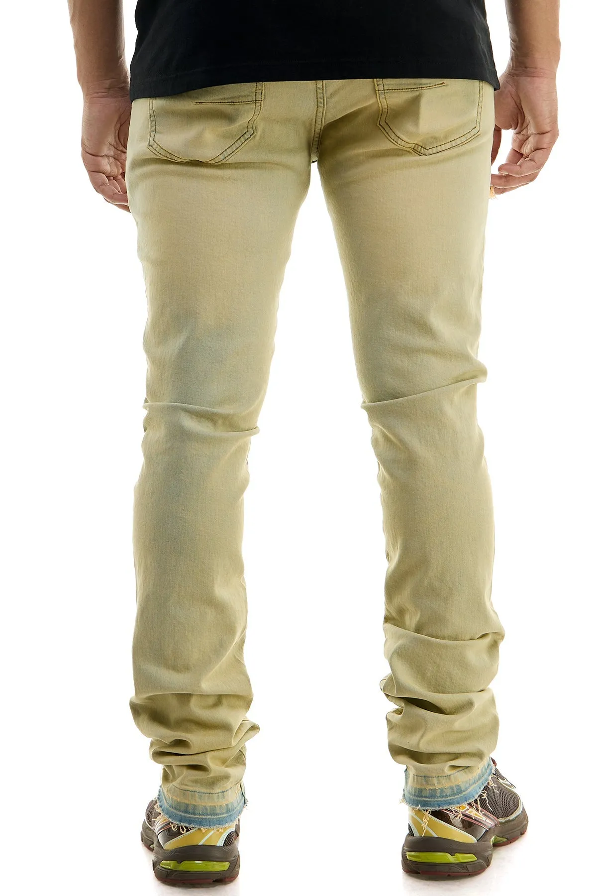 Yellow Stacked Jeans in Washed Stretch Denim